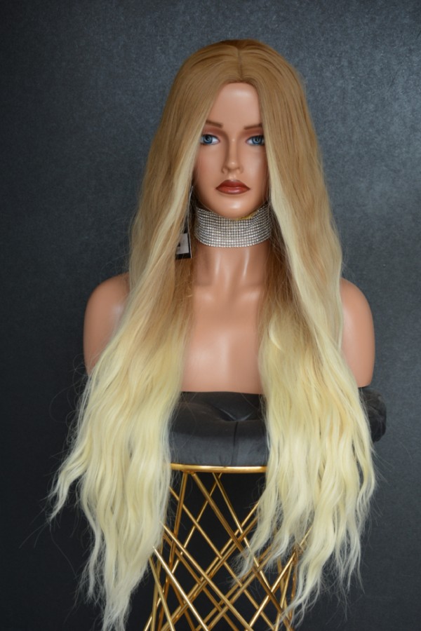 Gold Platin Ombreli Dalgalı Fiber Sentetik Peruk